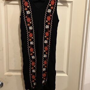 Old Navy Black and Red Embellished Sheath Mini Dress -size small - shift dress